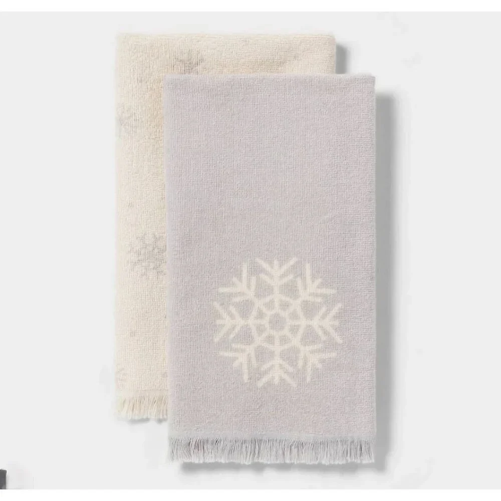 Target 2 Pack Christmas Snowflake Hand Towels Snowflake Gray/White Wondershop™